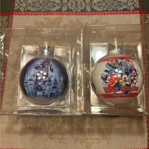 Set of Two Disney Christmas Ornaments. Both with Cinderella’s Castle.